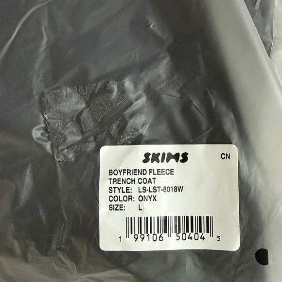 Skims Boyfriend Fleece Trench Coat in Onyx Large - Picture 5 of 5